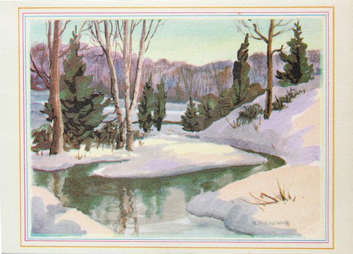 DSCN3144.jpg - Winter Scene 3, watercolor, notecard, collection of M. Wolff